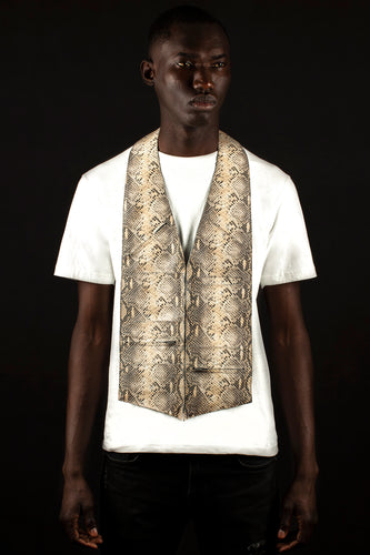 Python print and embossed genuine lambskin leather - handmade men's leather vest bag handmade men's leather bag handmade men's leather vest bag in Hudson Yards vest bag  handmade bag, black owned business