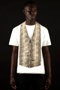 Python print and embossed genuine lambskin leather - handmade men's leather vest bag handmade men's leather bag handmade men's leather vest bag in Hudson Yards vest bag  handmade bag, black owned business