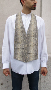 Snake print and embossed genuine lambskin leather - handmade leather vest bag